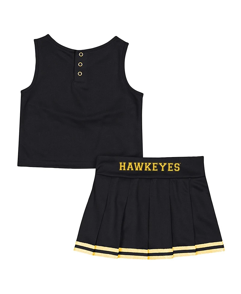 Colosseum Girls Toddler 2-Piece Black Iowa Hawkeyes Time For Recess Cheer Top and Skirt Set