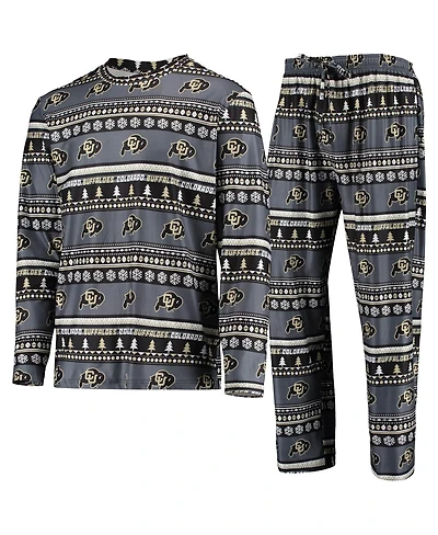 Concepts Sport Men's Black Colorado Buffaloes Ugly Sweater Long Sleeve T-Shirt and Pants Sleep Set