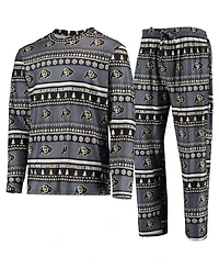 Concepts Sport Men's Black Colorado Buffaloes Ugly Sweater Long Sleeve T-Shirt and Pants Sleep Set