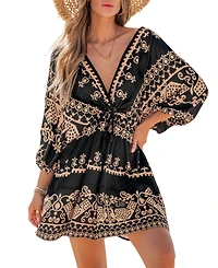 Cupshe Women's Santorini Breeze Ornate Mini Beach Dress
