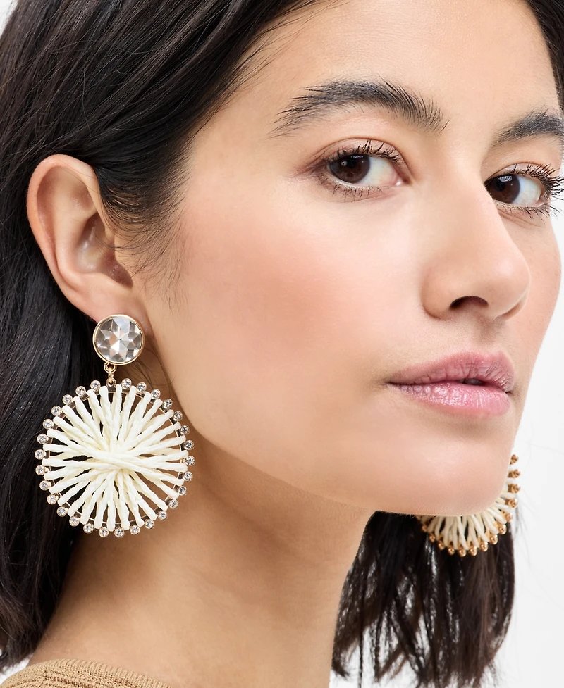 I.n.c. International Concepts Gold-Tone Crystal Raffia-Wrapped Drop Earrings, Exclusively at Macy's
