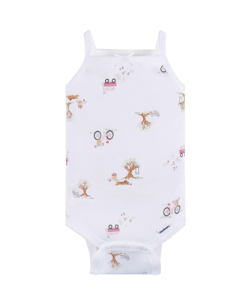 Gerber Baby Girls 4-Pack Sleeveless Onesies Bodysuits