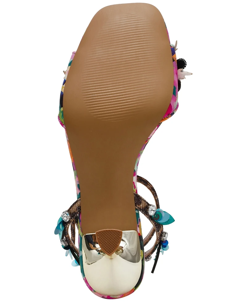 Betsey Johnson Women's Karra Flower-Embellished High-Heel Dress Sandals