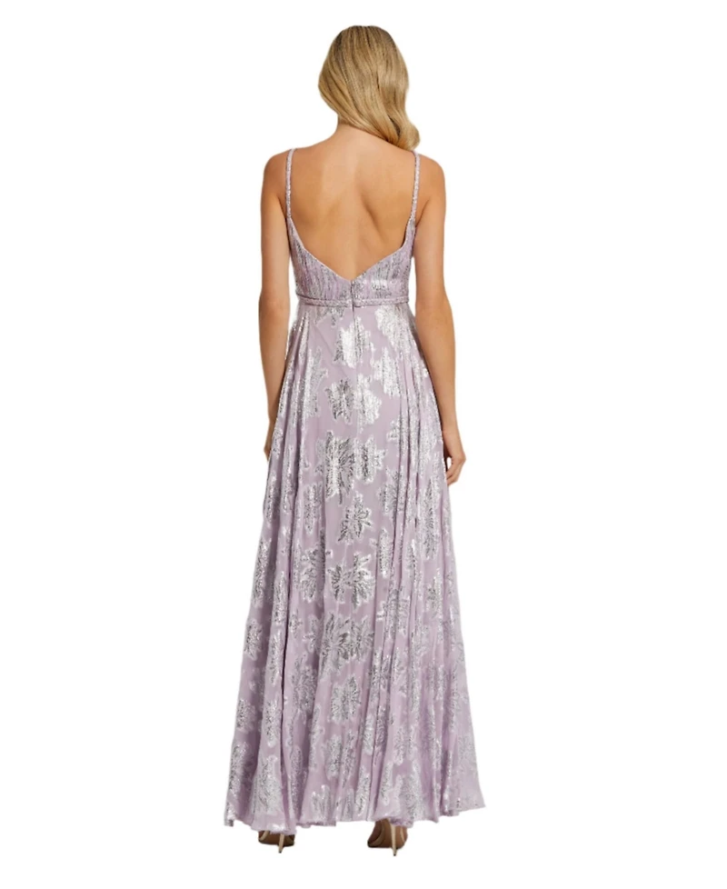 Mac Duggal Women's Braided Strap Ruched Top Gown