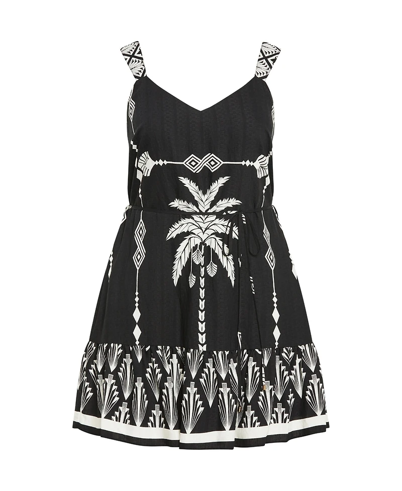 City Chic Plus Peta Border Print Dress