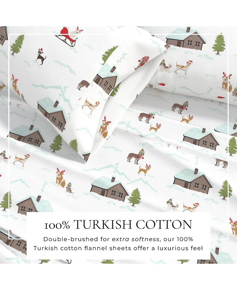 Linery & Co. Ultra-Soft Turkish Cotton Flannel Holiday Print Sheet Set