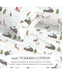 Linery & Co. Ultra-Soft Turkish Cotton Flannel Holiday Print Sheet Set