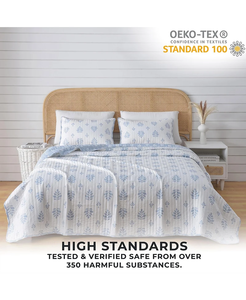 Linery & Co. Intricate French Floral Design Microfiber Quilt Set With Shams