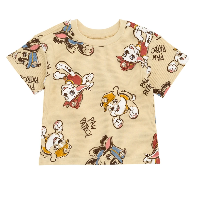 Paw Patrol Little Boys Waffle Knit T-Shirt and Shorts Outfit Set