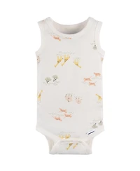 Gerber Baby Neutral Ivory Safari Sleeveless 4-Pack Onesies Bodysuits