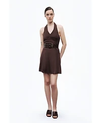 Nocturne Women's Double Belt Detailed Mini Dress