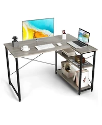 48 Inch Reversible L Shaped Computer Desk with Adjustable Shelf