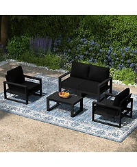 Piece Modern Hdpe Outdoor Patio Furniture Sofa Conversation Set with Coffee Table