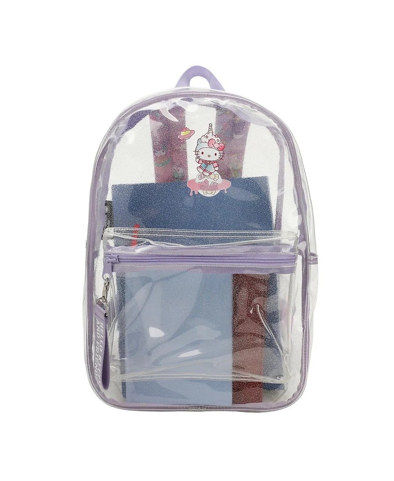 Hello Kitty & Friends Character Print 16.5" Clear Glitter Backpack