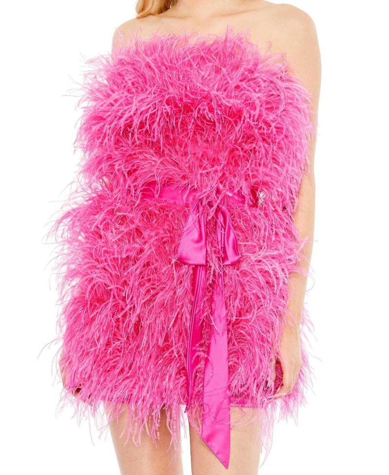 Mac Duggal Women's Feather Strapless Mini Dress
