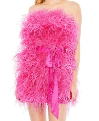Mac Duggal Women's Feather Strapless Mini Dress