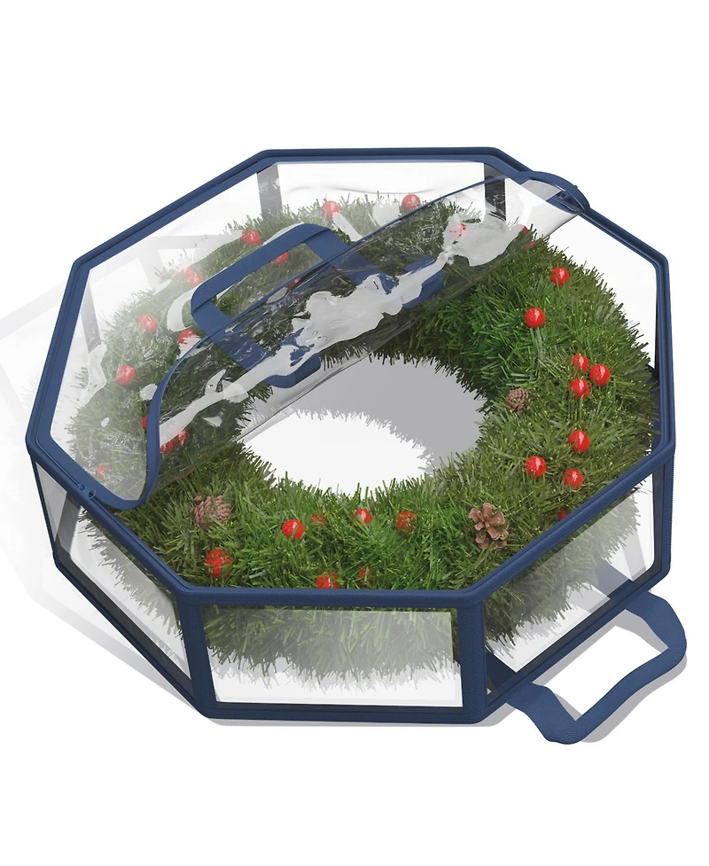 Wreath Storage Container - Clear Christmas Wreath Storage Bag, Dual Zipper and Handles - 36" Premium Wreath Storage Organizer Box - 2 Pack