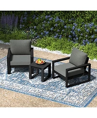 Outdoor Modern 3-Piece Hdpe Patio Sofa Set with Side Table