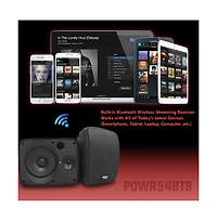 Pyle PDWR54BTB Waterproof & Bluetooth 5.25" Indoor/Outdoor Speaker System - 600W, Black, Pair