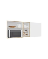 Sidman Wall Cabinet, 2 Doors, 4 Shelves, White / Natural Oak