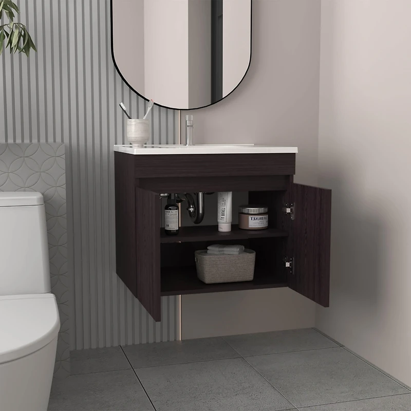 Tarentum Bathroom Vanity, 2 Doors, Shelves, White