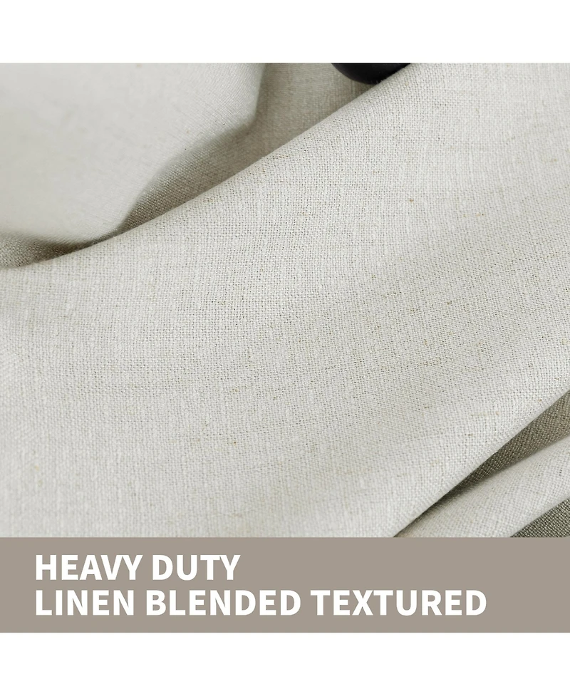 100% Blackout Linen Blend Texture Grommet Curtain Pair(2 Panels