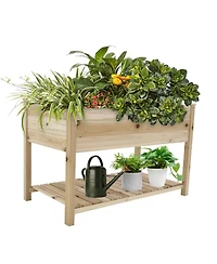 Raised Garden Bed Planter Box with Legs & Storage Shelf Wooden Elevated Vegetable Growing Bed for Flower/Herb/Backyard/Patio/Balcony 48.5x30x24.4in(co