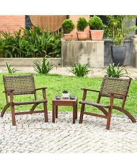 3PCS Patio Rattan Furniture Set Coffee Table