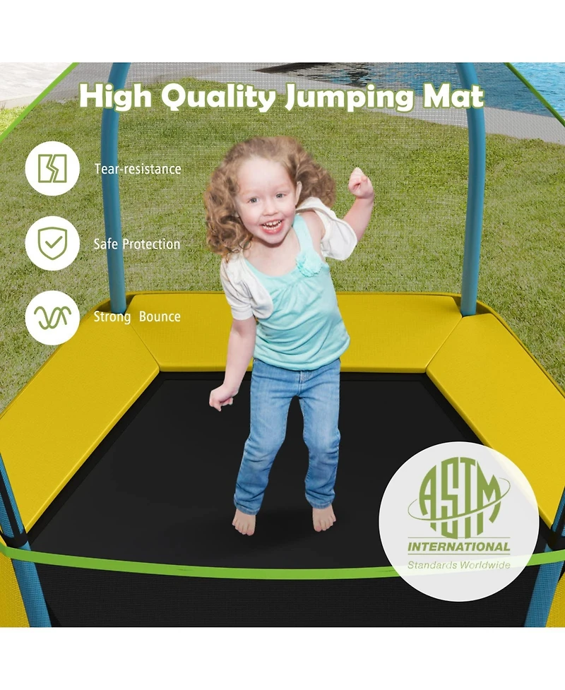 7 Ft Trampoline for Kids, Heavy Duty Steel Frame Small Mini Toddler Trampoline, Great Gifts for Boys Girls, Outdoor Indoor Kids Trampoline with Net, f