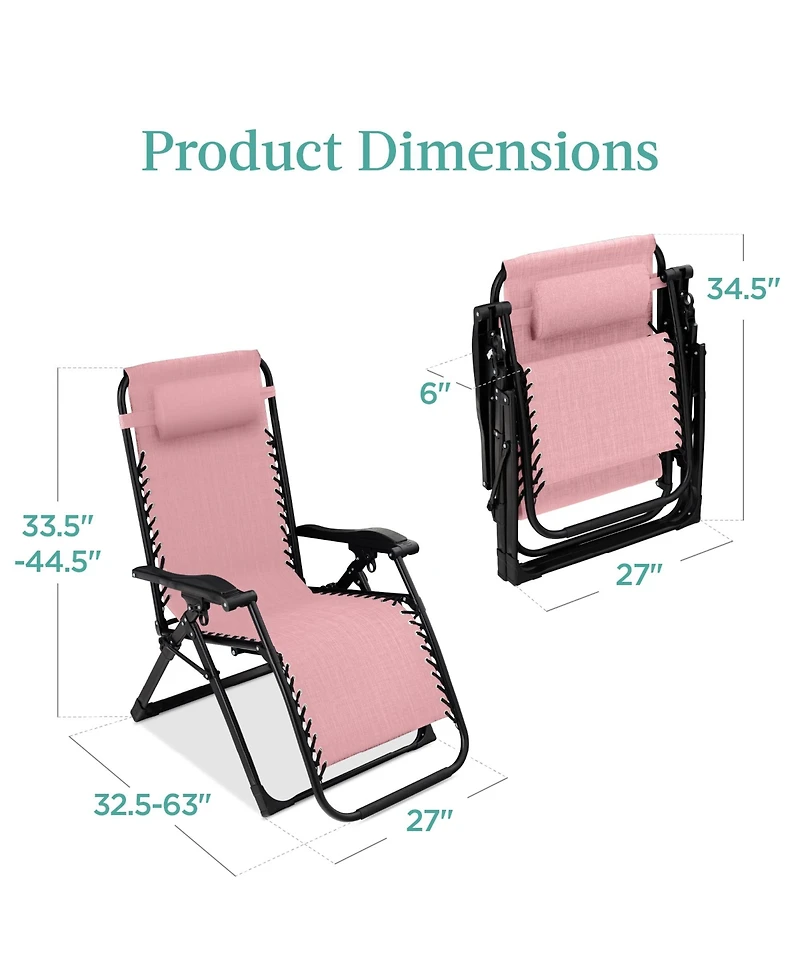 Best Choice Products Oversized Zero Gravity Chair, Folding Recliner w/ Removable Cushion