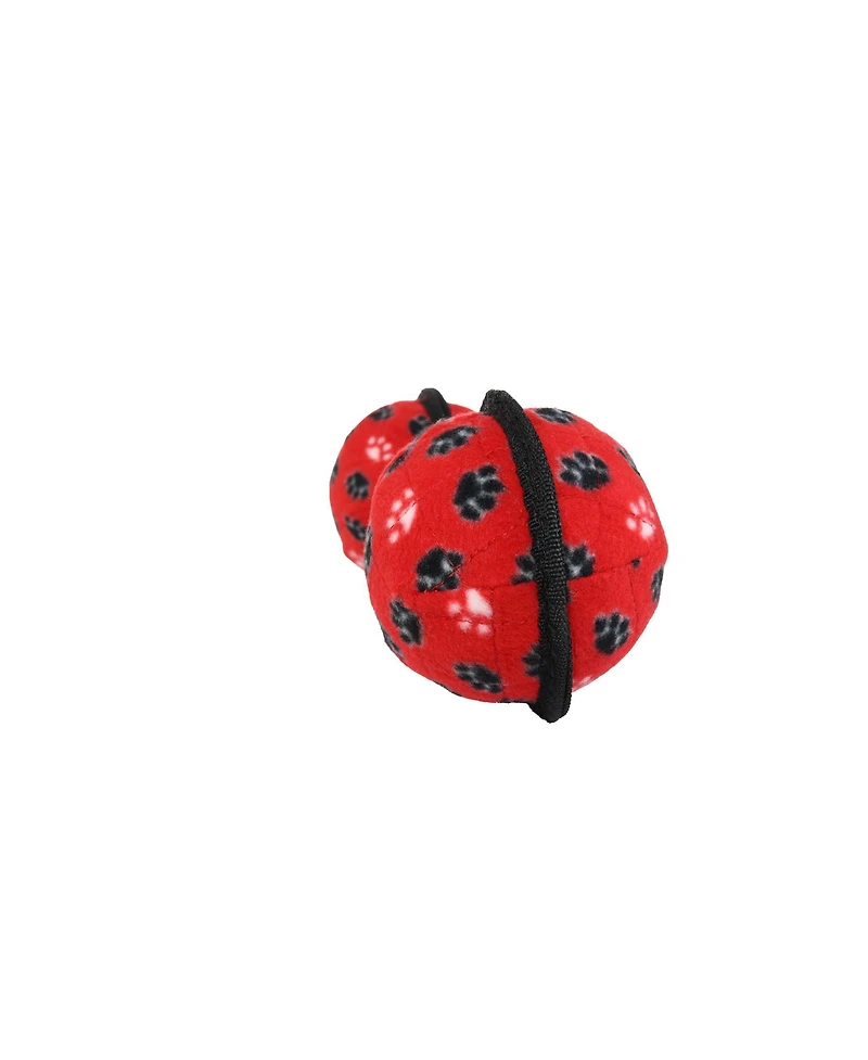Tuffy Ultimate 2 Ball Tug Red Paw, 2 Pack Durable Squeaky Dog Toy