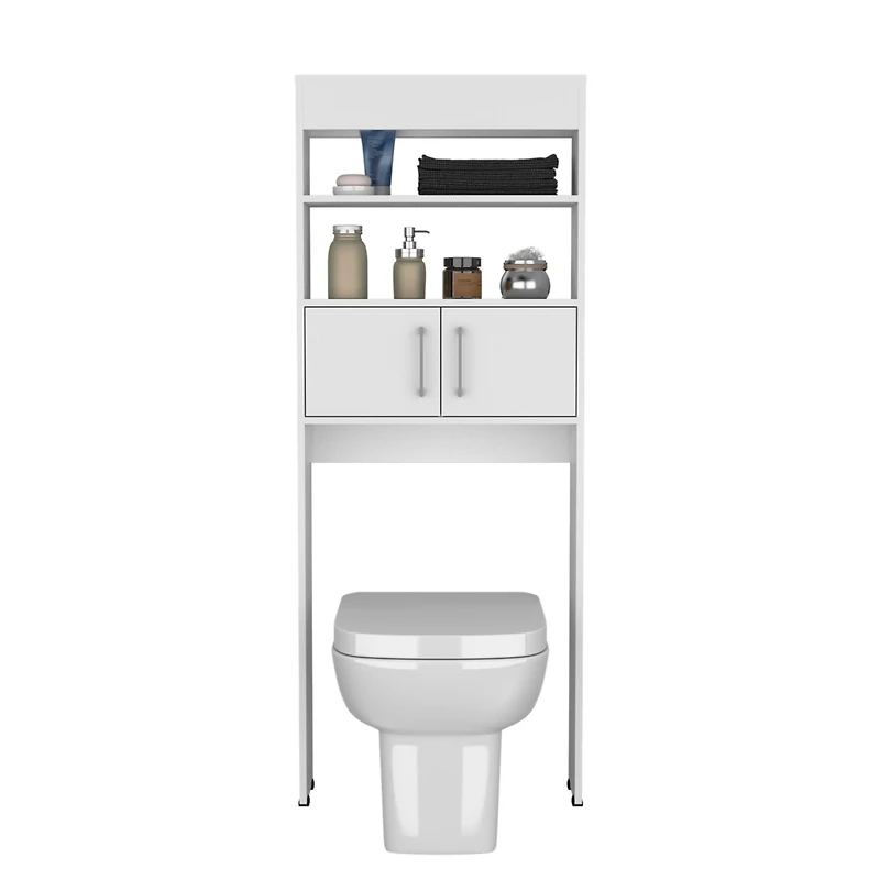 Atlas Over The Toilet Cabinet with Two Shelves and Double Door, White