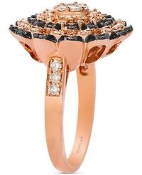 Le Vian Chocolate Diamond & Nude Diamond Flower Cluster Statement Ring (1-1/6 ct. t.w.) in 14k Rose Gold