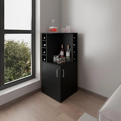 norwich Bar Cabinet, 2 Doors, 8 Wine Bottle Compartments, Natural Oak