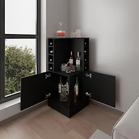 norwich Bar Cabinet, 2 Doors, 8 Wine Bottle Compartments, Natural Oak