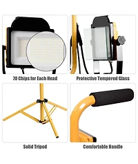 100 W 10 000 lm Led Dual-Head Work Light with Stand