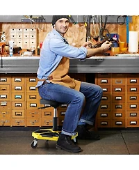 330 Lbs Capacity Pneumatic Rolling Mechanic Stool with Padded Seat