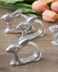Design Imports Silver Rabbit Napkin Ring, Set of 4