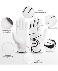 Wosofe Golf Glove Left Hand Men Pu Transparent Non-Slip Nanocloth Lycra Accessories No Sweat Comfortable all Weather with Scorer and Tee