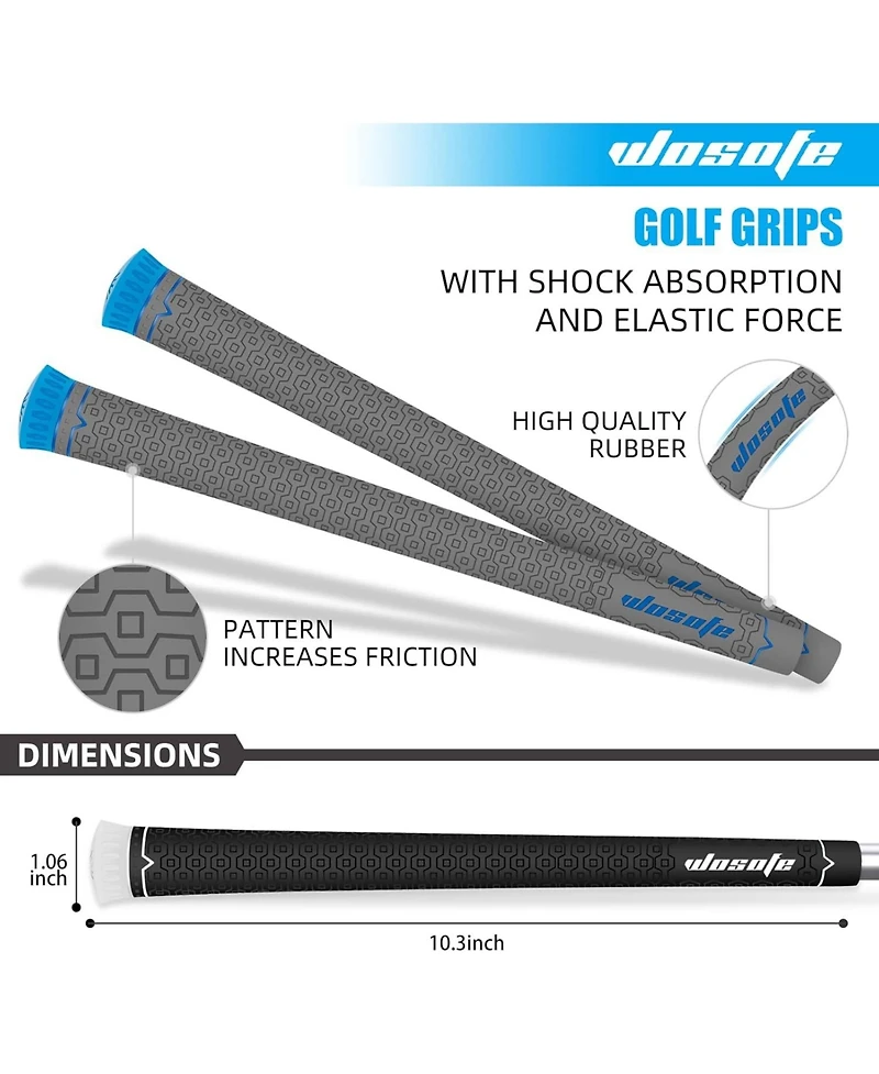 Wosofe Golf Grips 13 pcs Pack Standard Size Rubber Lightweight Non-Slip Soft For Men And Women