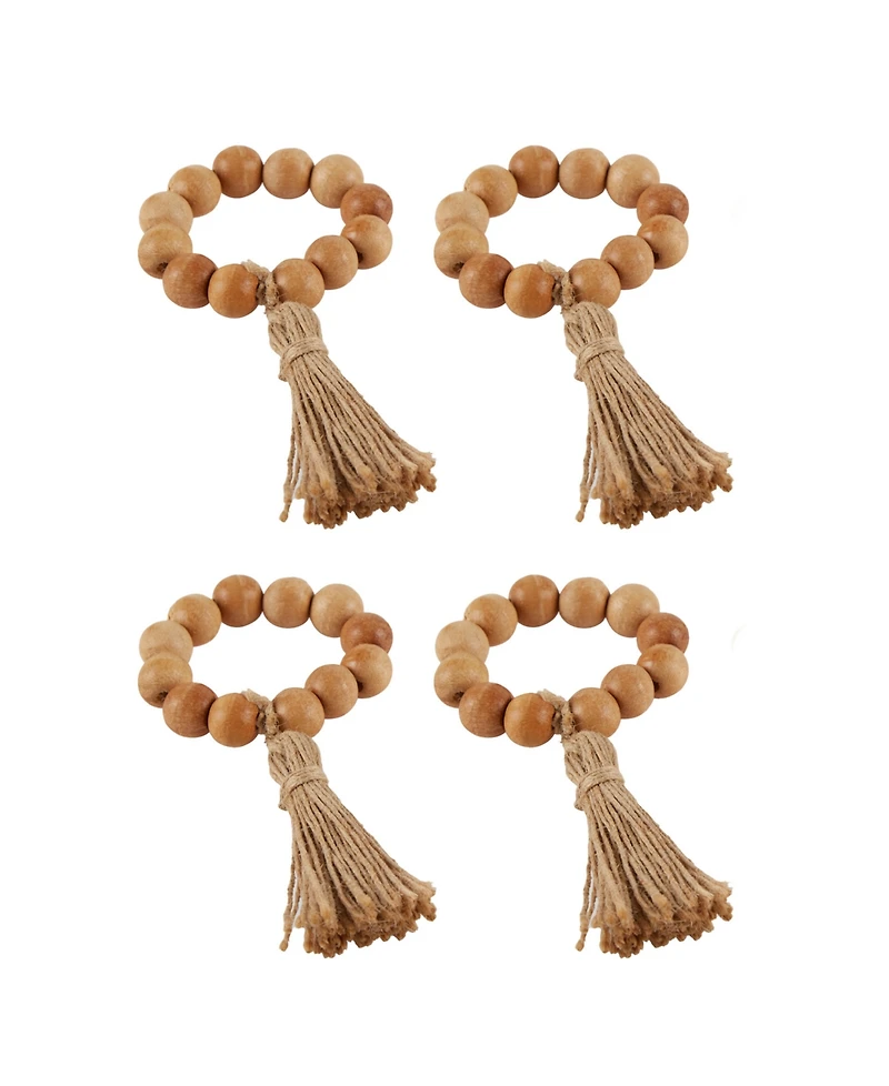 Design Imports Wood Napkin Ring, Set of 4