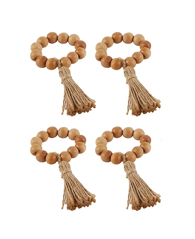 Design Imports Wood Napkin Ring, Set of 4
