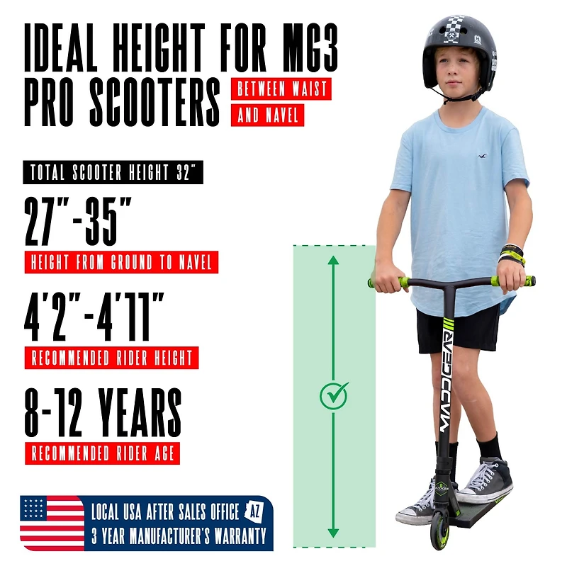 Pro Stunt Scooter for Kids Ages 8 - 12 – Lightweight Durable Trick Scooter for Skatepark and Street – Madd Gear MG3