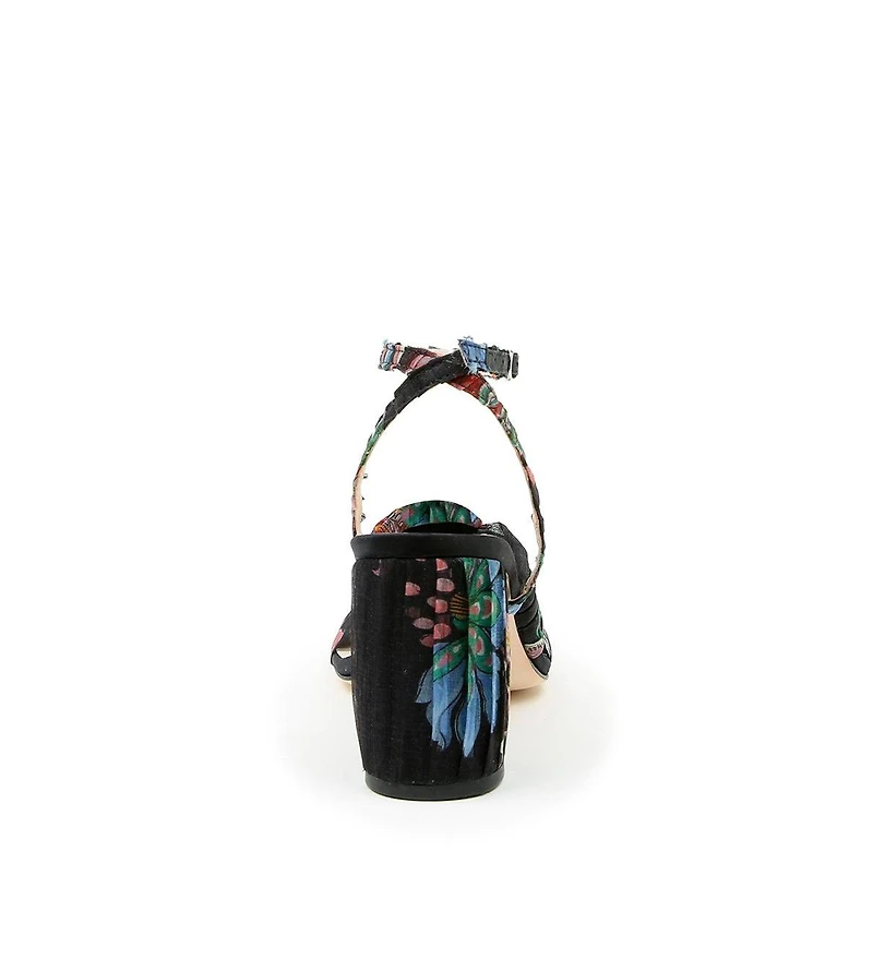 Alterre Women's Black Floral Organza Customizable Twist Sandals