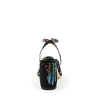 Alterre Women's Black Floral Organza Customizable Twist Sandals