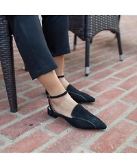 Alterre Women's Black Suede Marilyn Customizable Pointed Loafer Slides