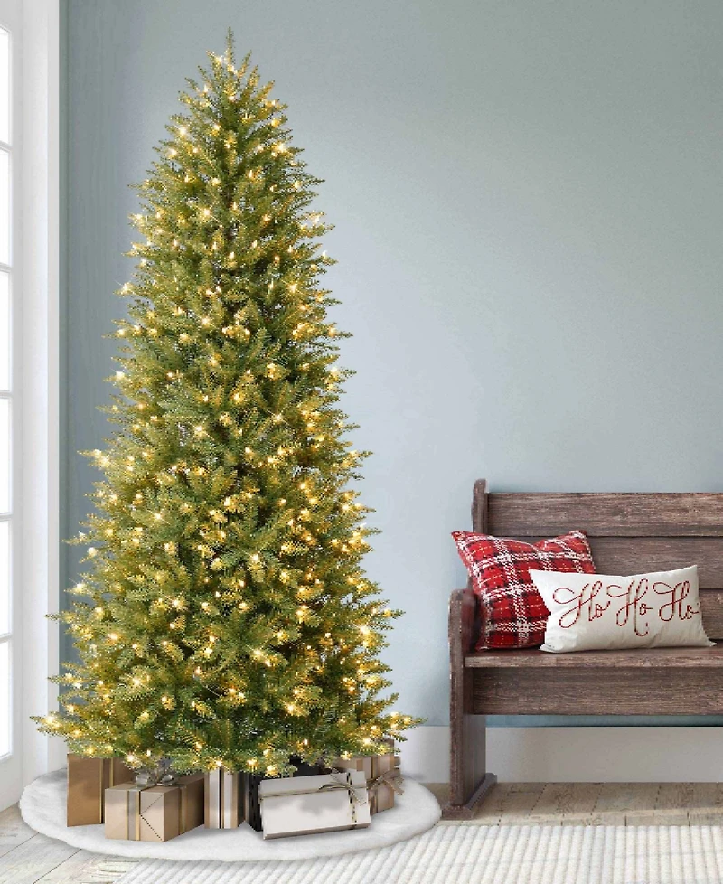Puleo 7.5FT Pre-Lit Slim Franklin Fir Artificial Christmas Tree