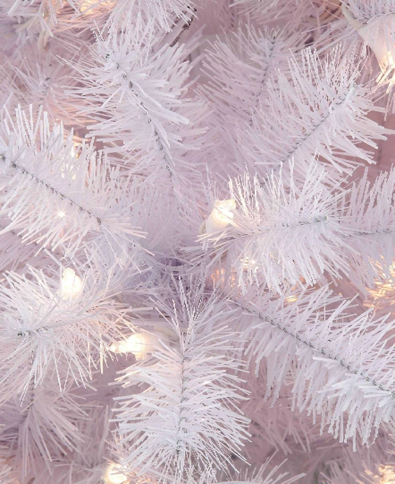 Puleo 7.5FT Pre-lit Nebraska Fir White Artificial Christmas Tree