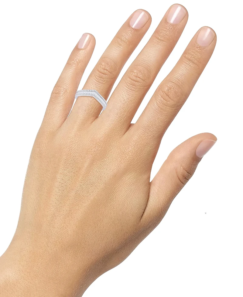 Diamond Baguette & Round Chevron Ring (1/3 ct. t.w.) 14k White Gold