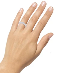 Diamond Baguette & Round Chevron Ring (1/3 ct. t.w.) 14k White Gold